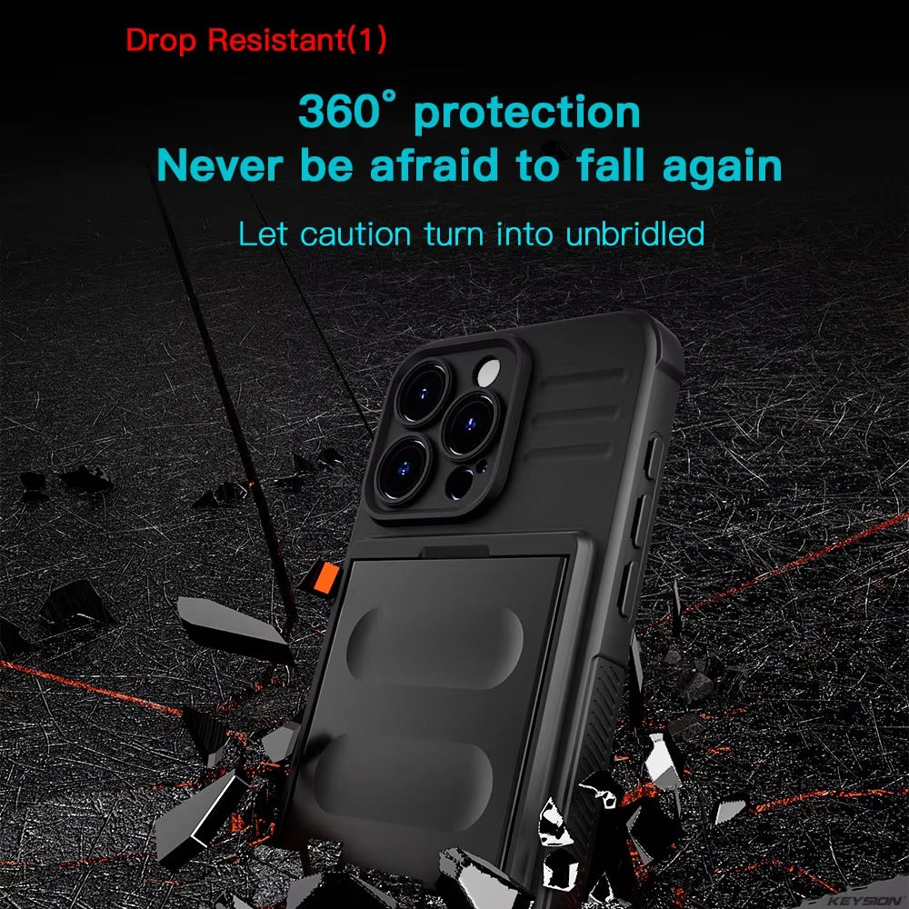 Robust Apple iPhone Case, MagSafe Compatible, Camera Lens and Screen Protection, Ultra Thin, Shockproof, Magnetic, Full All Around Protection, Slide Card Armor Cover