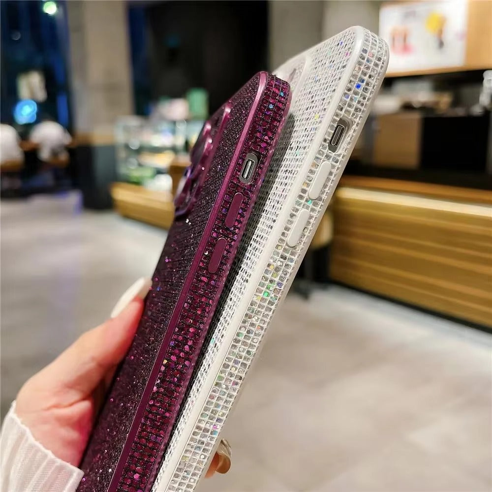 Luxury Apple iPhone Case, MagSafe Compatible, Camera Lens & Screen Protection, Ultra Thin, Shockproof, Magnetic Full All Around Cover – Glitter Diamond Rhinestone Case with Lens Guard for Stylish Bling Protection
