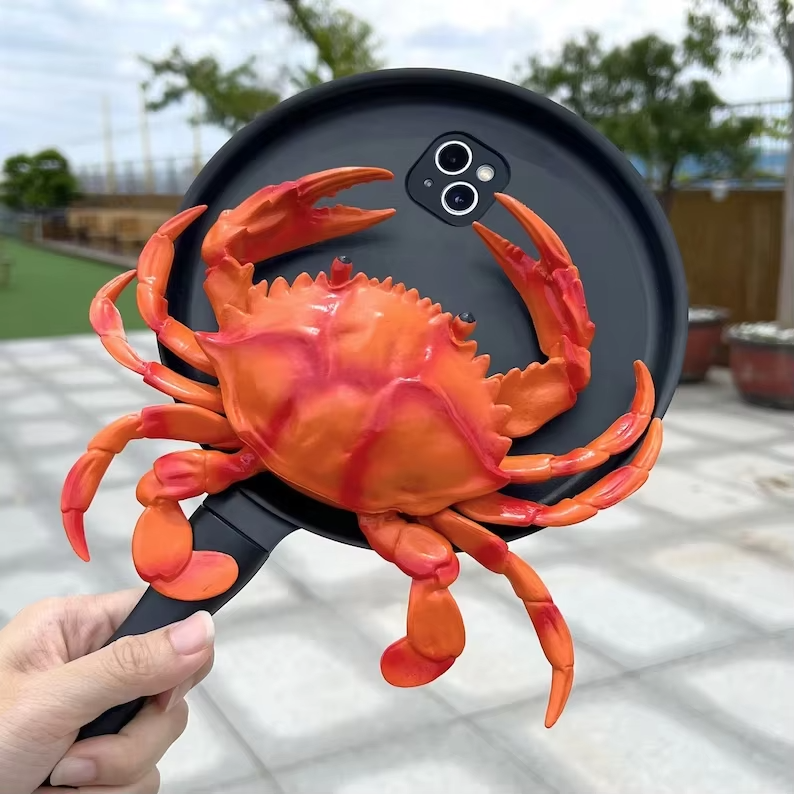 Premium Apple iPhone Case, MagSafe Compatible, Camera Lens and Screen Protection, Ultra Thin, Shockproof, Magnetic, Full All Around Protection, 3D Crab Pan Squeaky Cover