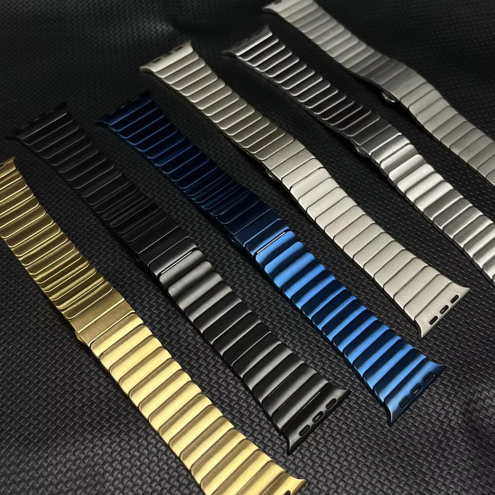 Premium Titanium Stainless Steel Band for Apple Watch Metal Link Bracelet with Secure Clasp, Compatible with 41mm to 49mm 