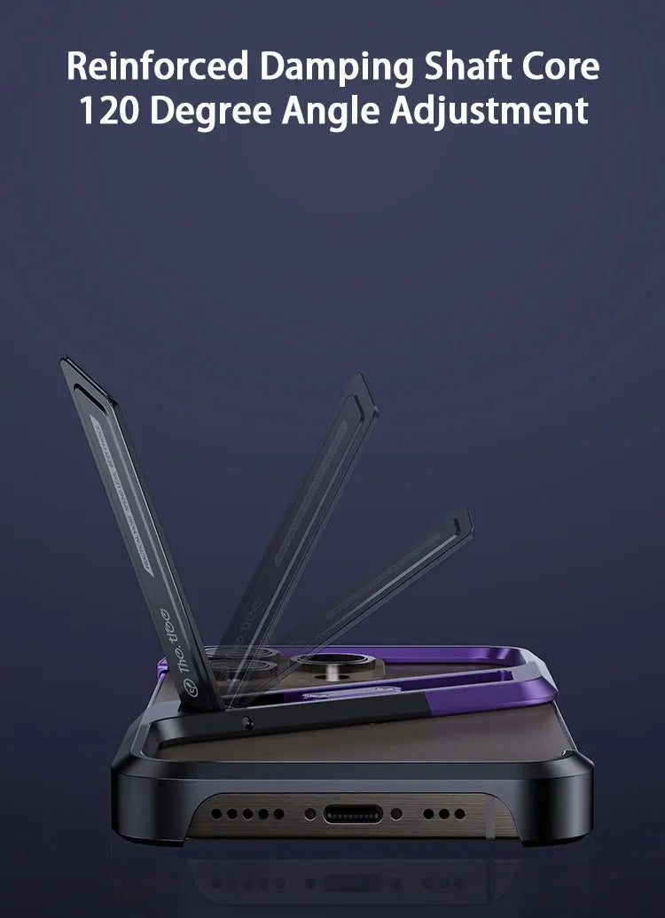 Premium Apple iPhone Case, MagSafe Compatible, Camera Lens & Screen Protection, Ultra Thin, Shockproof, Magnetic Full All Around Cover – Rimless Aluminum S-Type Case with Invisible Stand & Heat Dissipation Shell