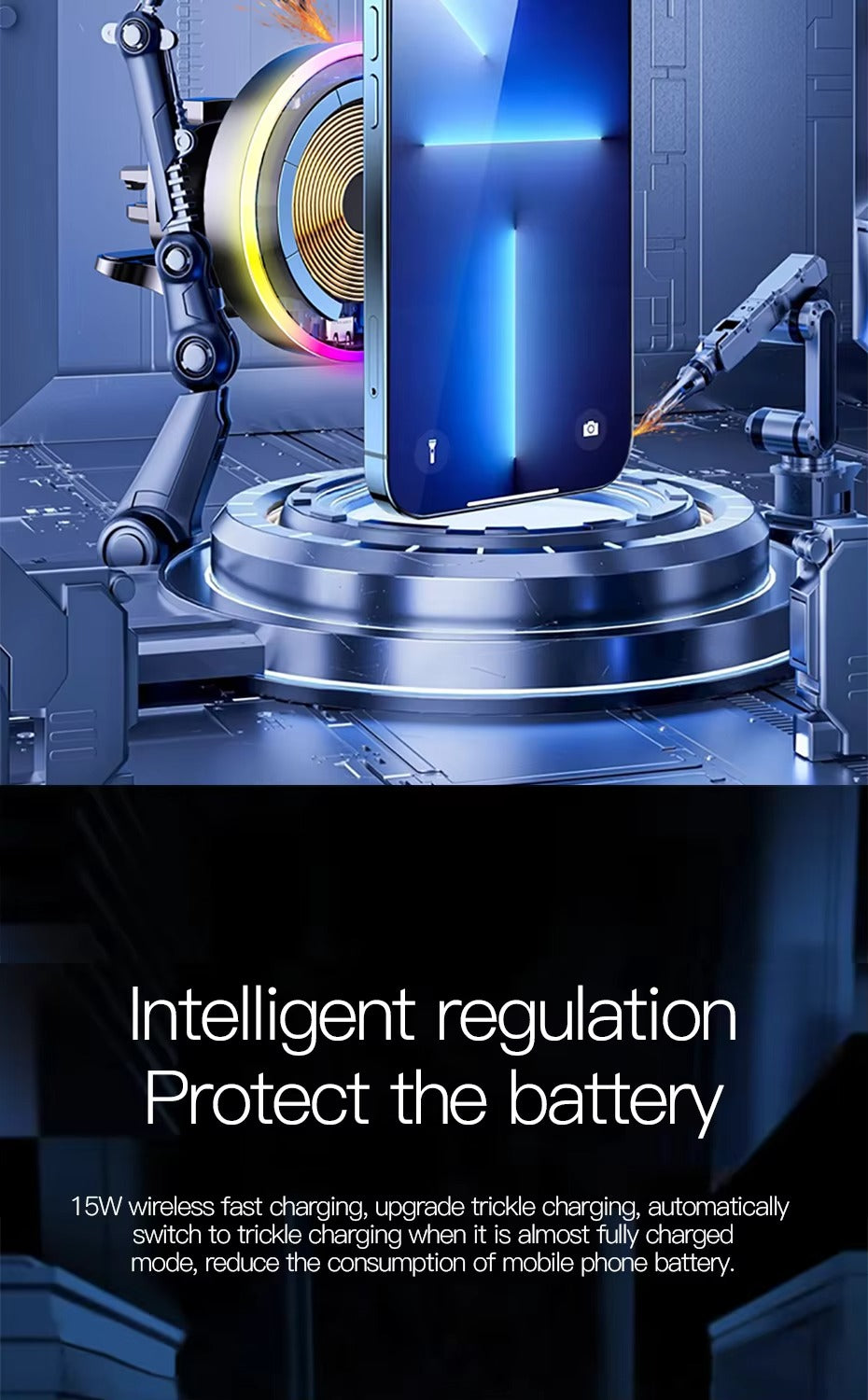 Premium, RGB, Magnetic Car Phone Holder, with 15W Qi Wireless Charging, Dashboard or Vent Mount, Fast Charger Stand for iPhone