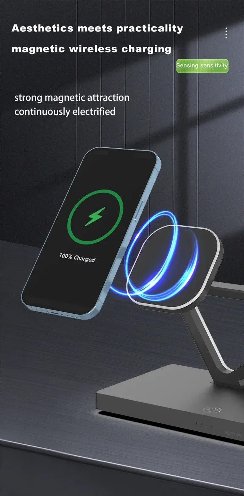 Premium 5 in 1 Magnetic Wireless Charging Station – Foldable Fast Charger Stand for Phones, Smartwatches, Earbuds with 30W Output & LED Night Light