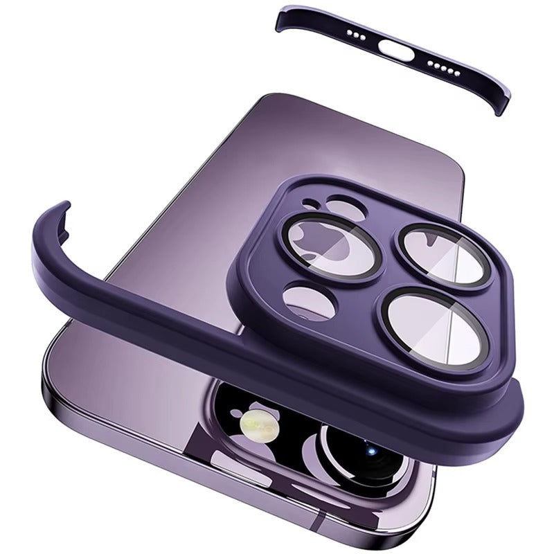 Premium Apple iPhone Case, MagSafe Compatible, Camera Lens & Screen Protection, Ultra Thin, Shockproof, Magnetic Full All Around Cover – Frameless TPU Silicone Bumper Case with Built-In Glass Lens Protector