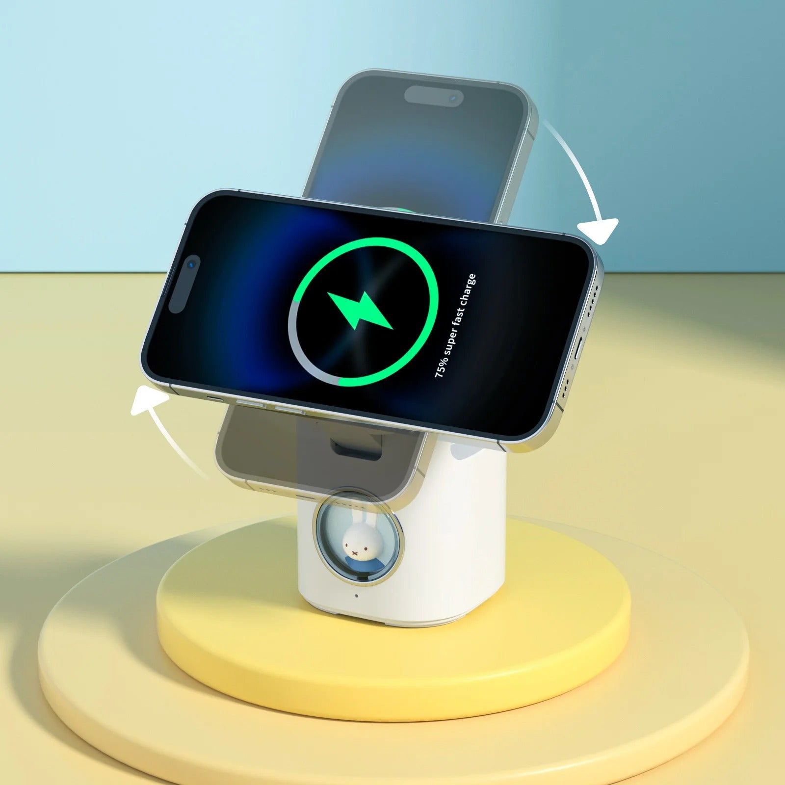 Premium Magnetic Wireless Charging Station with Bluetooth Speaker – 15W Fast Charger Stand and Phone Holder Dock for iPhone and AirPods