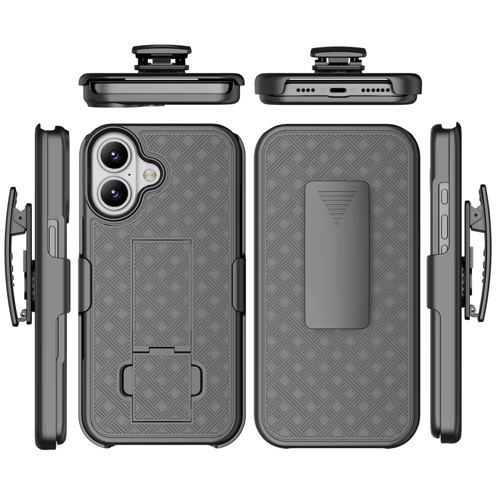 High Quality Apple iPhone Case, MagSafe Compatible, Camera Lens & Screen Protection, Ultra Thin, Shockproof, Magnetic Full All Around Cover – 2-in-1 Holster Combo Case with Kickstand & Waist Belt Clip