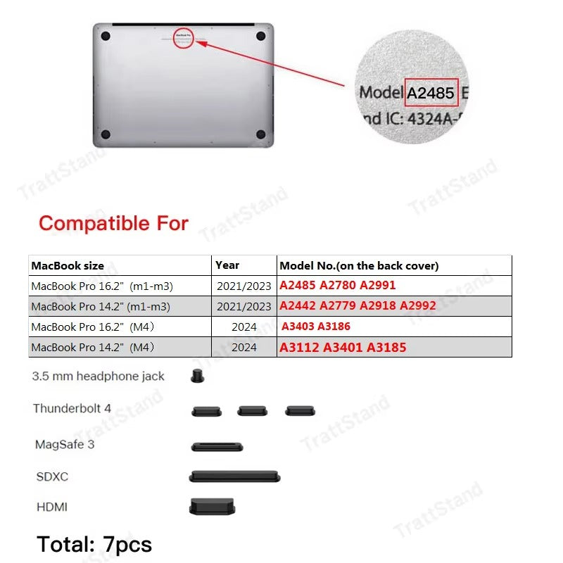 High-Quality Silicone Dust Plug Set for MacBook Pro – Anti-Dust Stopper Cover for 14, 16 Inch Laptops, M3, M4 Chip Compatible, Port Protection Accessories