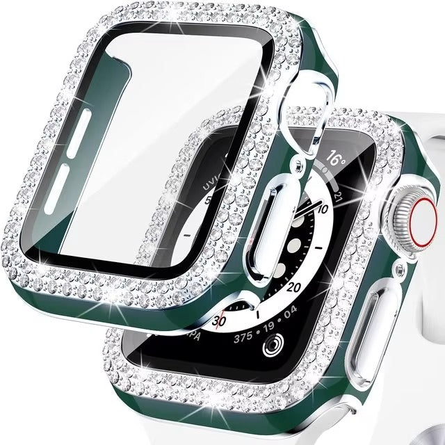 Luxury, Bling Diamond Case with Glass Screen Protector for Apple Watch –   for 38mm, 40mm, 41mm, 42mm, 44mm, 45mm