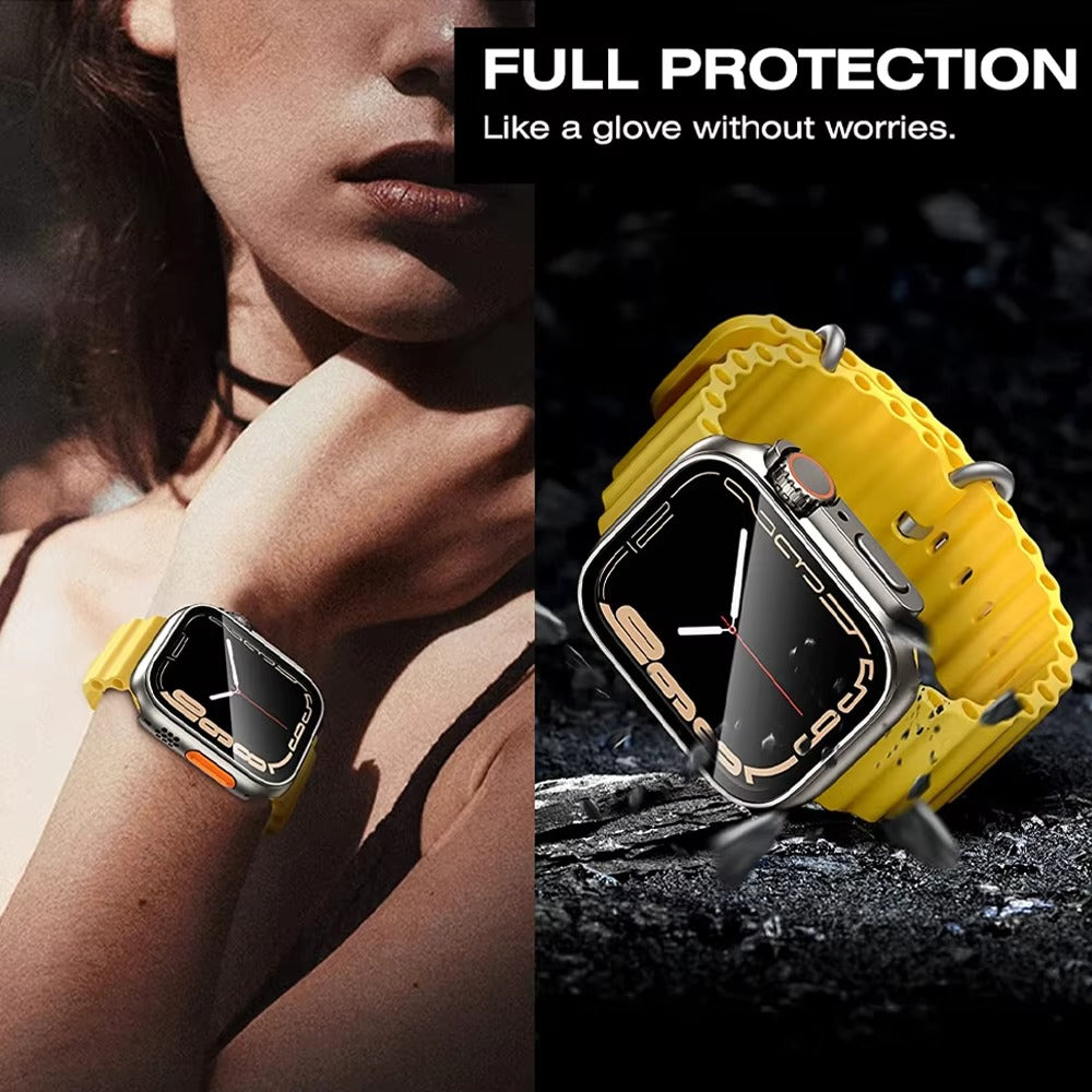 Premium Smartwatch Case with Tempered Glass – Full Cover Shockproof Screen Protector, Ultra-Thin Touch-Sensitive Bumper for 40mm 41mm 44mm 45mm