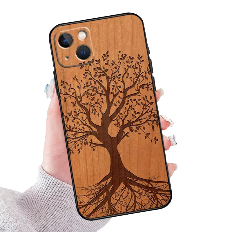 Luxury Apple iPhone Case, MagSafe Compatible, Camera Lens Protection, Screen Protection,  Artistic Wood Cover