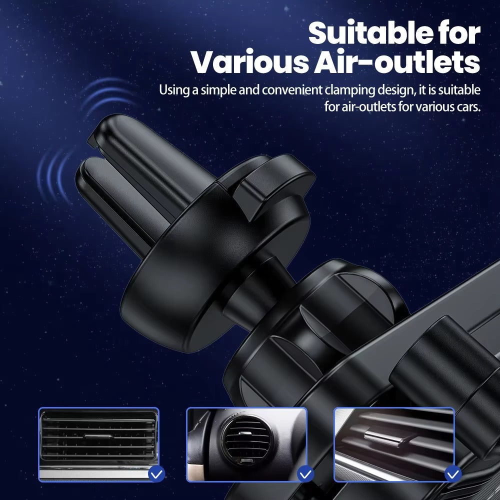 Premium Gravity Car Phone Holder – Dashboard & Air Vent Mount, Auto Lock Bracket, 360° Rotation, Anti-Slip, Universal Fit for 4.7-7" Smartphones