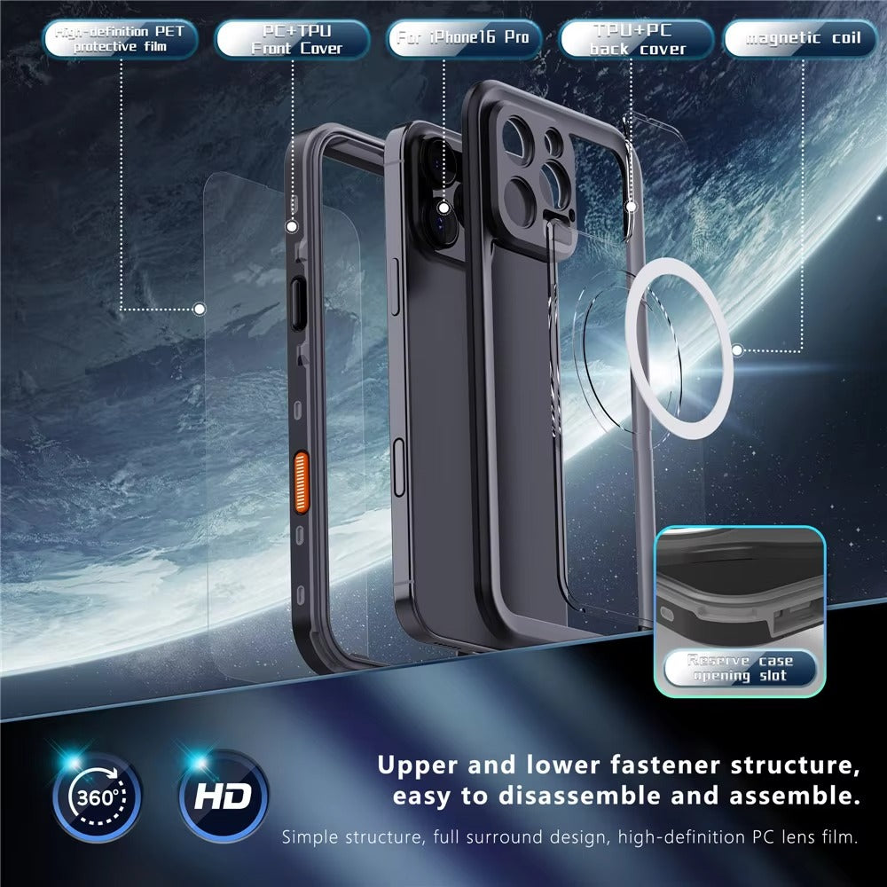 High Quality Apple iPhone Case MagSafe Compatible, Camera Lens & Screen Protection, Ultra Thin Shockproof Magnetic Full All Around Protection Cover with IP68 Snowproof Design