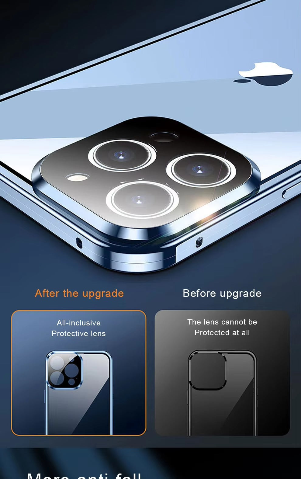 High Quality 360° Magnetic Apple iPhone Case Ultra Full Metal Cover with Dual-Sided Glass and Camera Lens Protection Frame