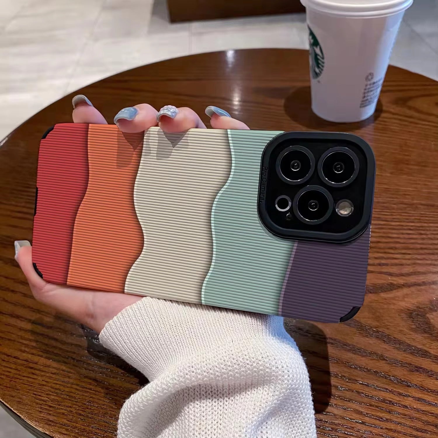 High Quality Apple iPhone Case, MagSafe Compatible, Camera Lens & Screen Protection, Ultra Thin, Shockproof, Magnetic Full All Around Cover – Gradient Wave Silicone Case with Leather Texture & Shockproof Design