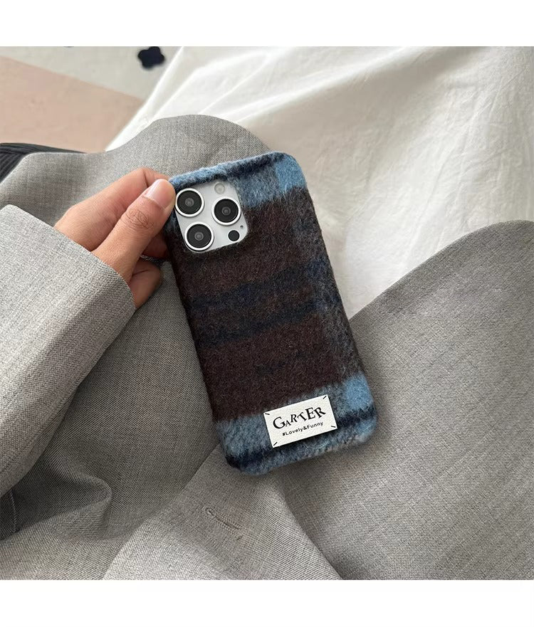 Luxury Apple iPhone Case, MagSafe Compatible, Camera Lens and Screen Protection, Ultra Thin, Shockproof, Magnetic, Full All Around Protection, Fuzzy Plaid Fabric Cover