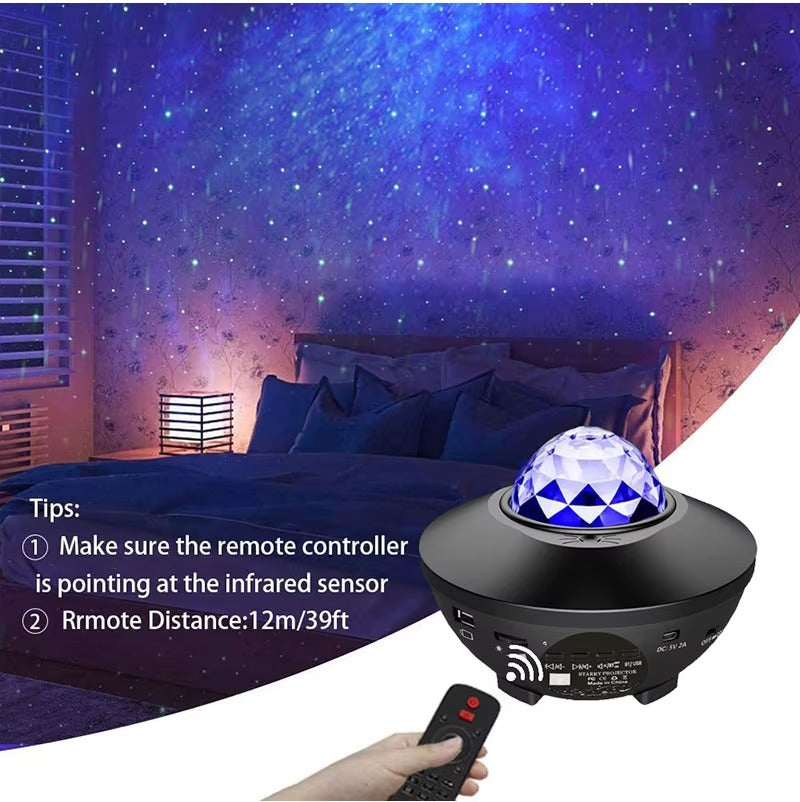 Premium Galaxy Star Projector with Ocean Wave Light, Bluetooth Music Speaker Night Lamp for Bedroom Decor, Party Ambience, 