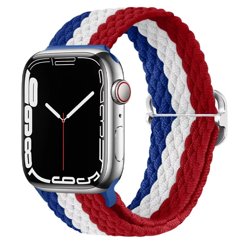 Premium Nylon Braided Solo Loop for Apple Watch – Adjustable Elastic Strap, Breathable Band for 40mm to 46mm Apple 