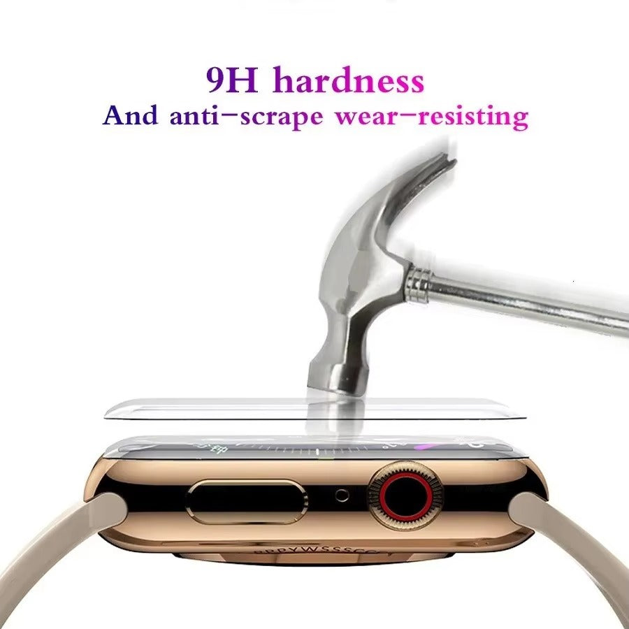 Premium 3D Full Cover Tempered Glass Screen Protector for Apple Watch – Anti-Fingerprint, Shockproof Case Bundle 38mm–49mm