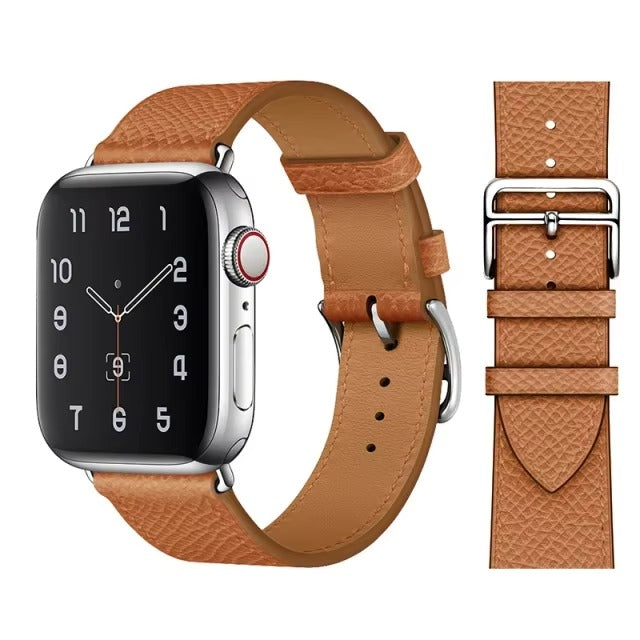 Luxury Genuine Leather Watch Band – Classic, Adjustable, Comfortable Strap for 40mm to 49mm Smartwatches, Men's and Women's 