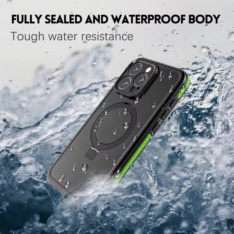 Robust Apple iPhone Case MagSafe Compatible, Camera Lens & Screen Protection,  Cover with IP68 Waterproof Stand Design