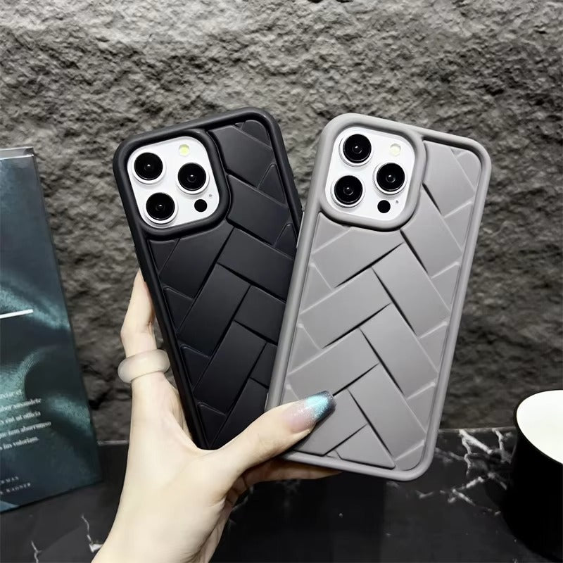 Luxury Apple iPhone Case, MagSafe Compatible, Camera Lens & Screen Protection, Ultra Thin, Shockproof, Magnetic Full All Around Cover – 3D Woven Pattern Soft Silicone Case with Heat Dissipation & Solid Protection