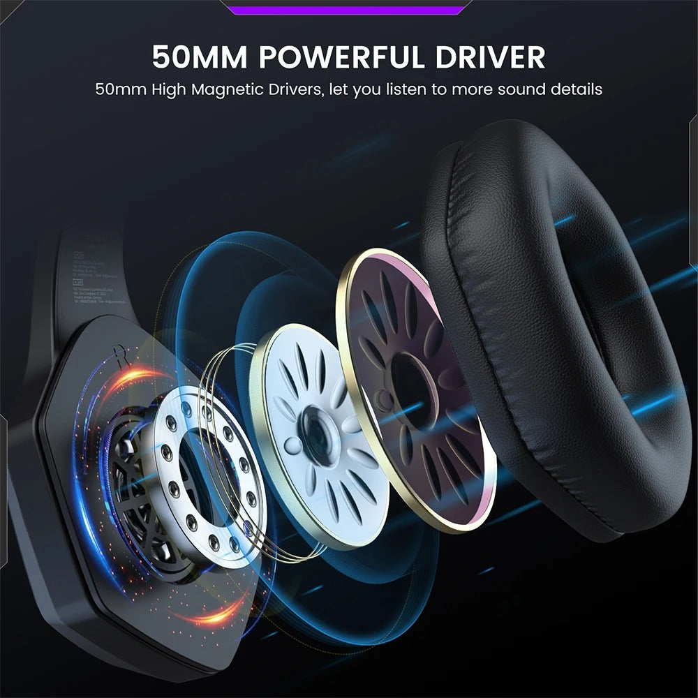 Premium 2.4GHz Wireless Gaming Headset for Mac & iPhone – Low Latency 7.1 Surround Sound Headphones with ENC Microphone