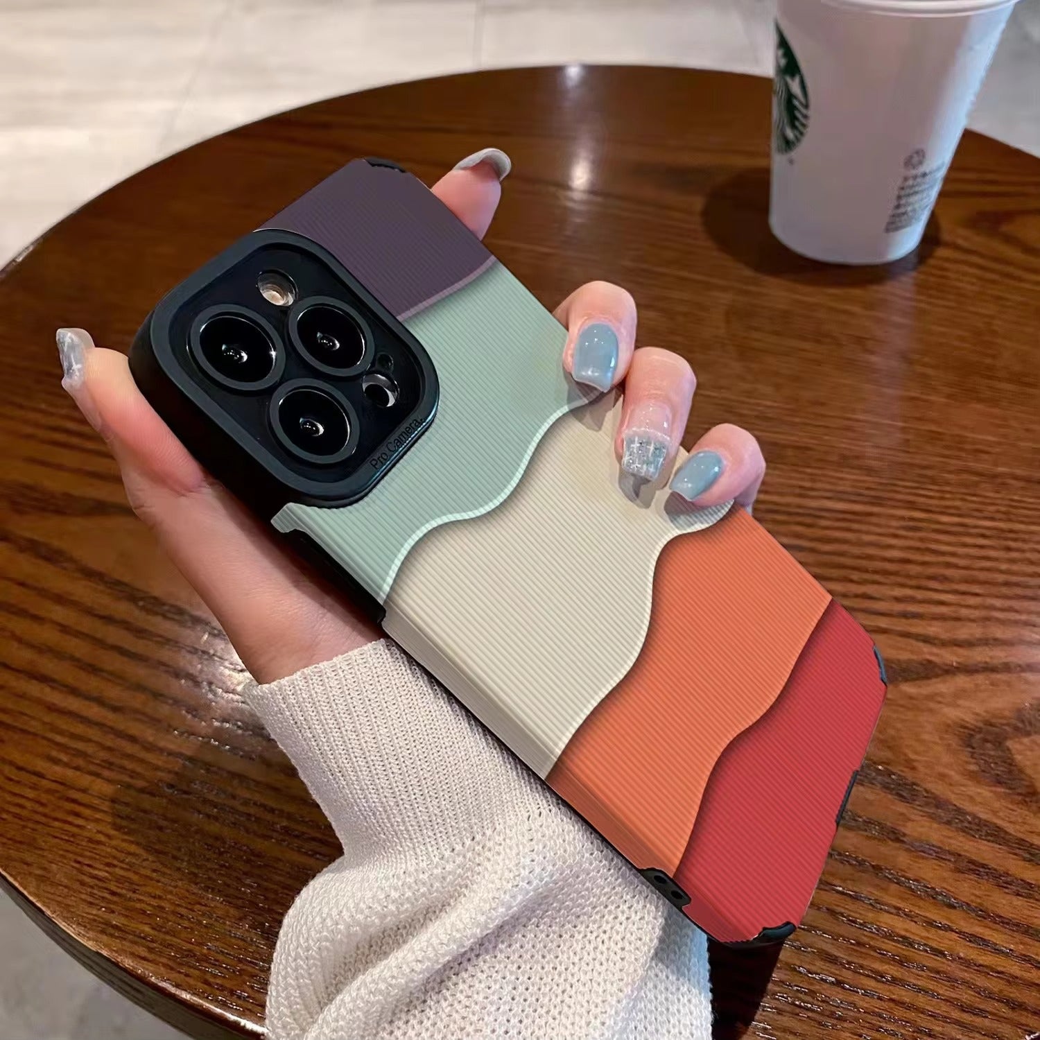 High Quality Apple iPhone Case, MagSafe Compatible, Camera Lens & Screen Protection, Ultra Thin, Shockproof, Magnetic Full All Around Cover – Gradient Wave Silicone Case with Leather Texture & Shockproof Design