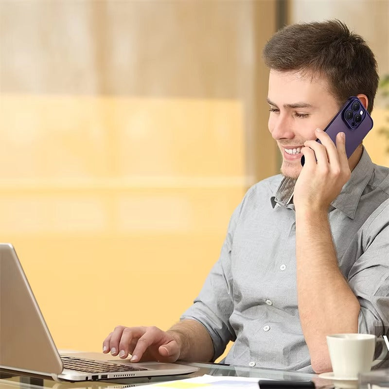 Premium Apple iPhone Case, MagSafe Compatible, Camera Lens & Screen Protection, Ultra Thin, Shockproof, Magnetic Full All Around Cover – Frameless TPU Silicone Bumper Case with Built-In Glass Lens Protector