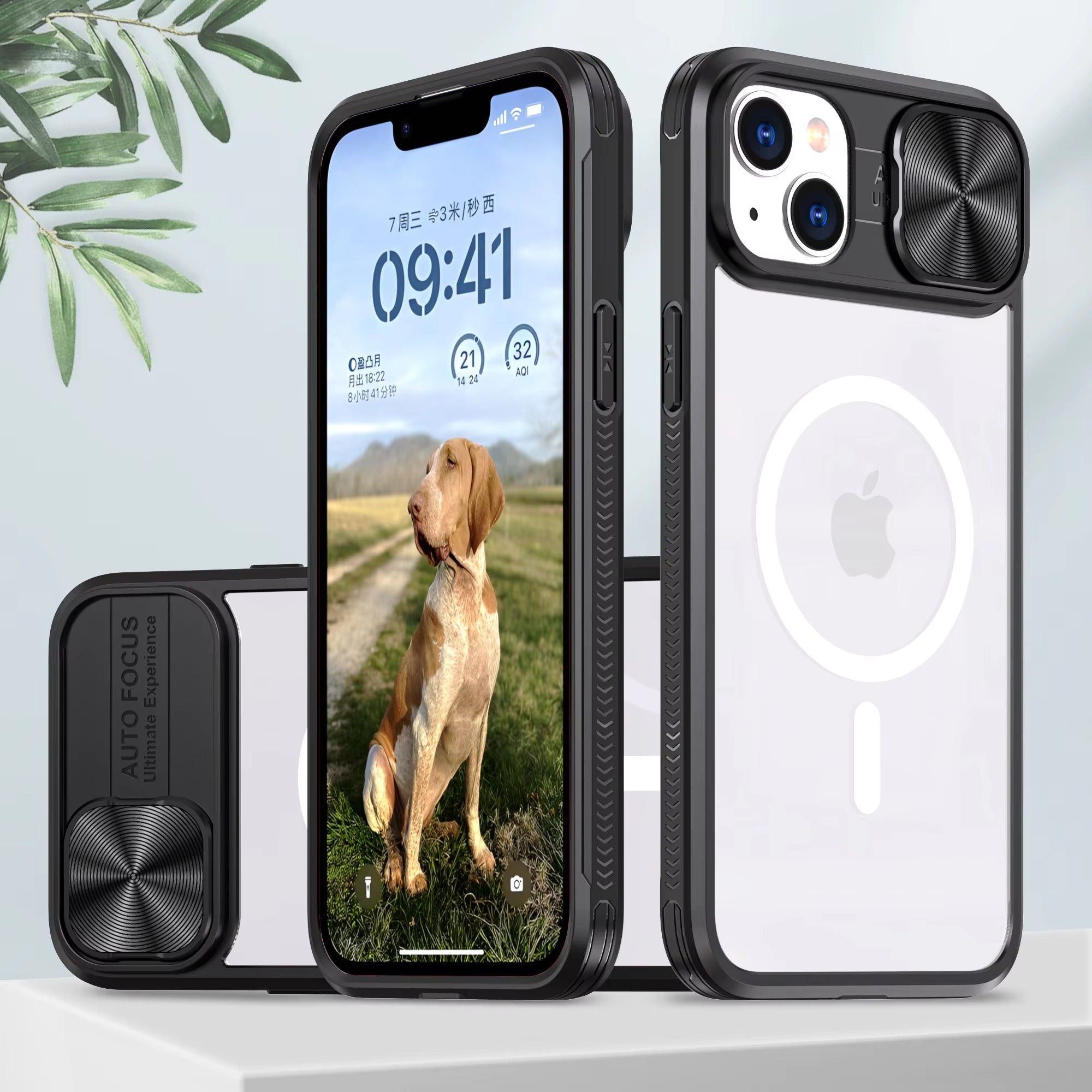 Premium Apple iPhone Case MagSafe Compatible, Camera Lens & Screen Protection,  Cover with Slide Lens & Clear Acrylic Back