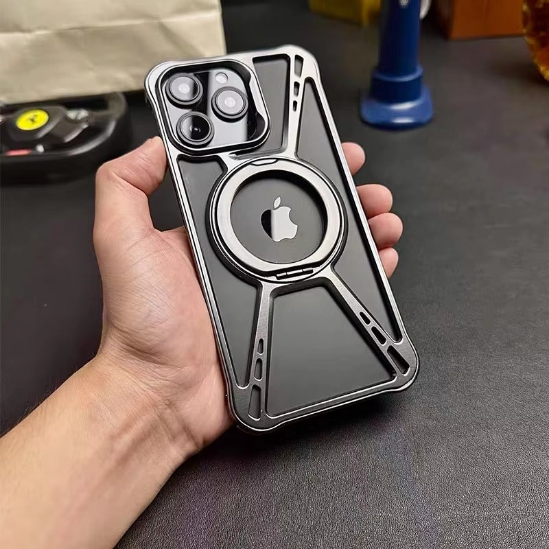 High Quality Apple iPhone Case, MagSafe Compatible, Camera Lens & Screen Protection, Ultra Thin, Shockproof, Magnetic Full All Around Cover – Aluminum Alloy Anti-Fall Case with Invisible Bracket & Metal Frame Design