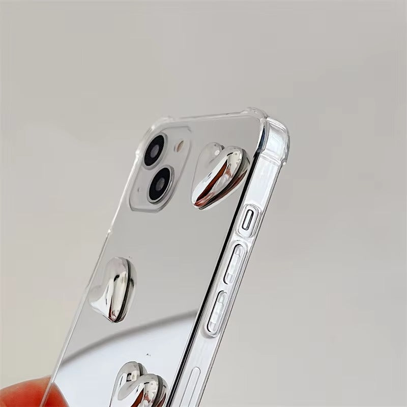 Luxury Apple iPhone Case, MagSafe Compatible, Camera Lens and Screen Protection, Ultra Thin, Shockproof, Magnetic, Full All Around Protection, Bow Heart Mirror Cover