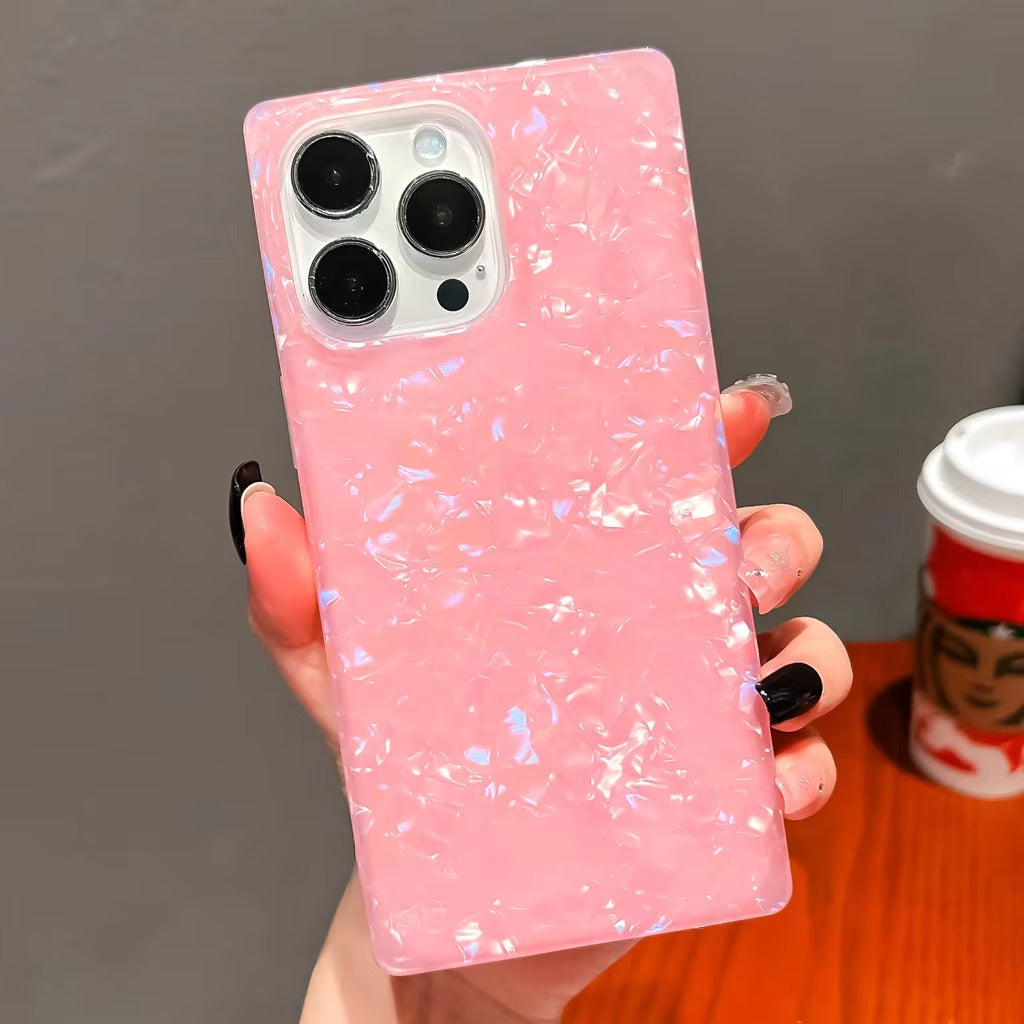 Luxury Apple iPhone Case, MagSafe Compatible, Camera Lens & Screen Protection, Ultra Thin, Shockproof, Magnetic Full All Around Cover – Colorful Abalone Mother of Pearl Case with Slim Rectangle Edge & Soft Silicone Design