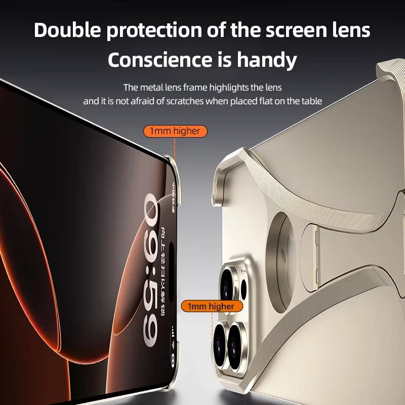 Premium Apple iPhone Case, MagSafe Compatible, Camera Lens & Screen Protection, Ultra Thin, Shockproof, Magnetic Full All Around Cover – Frameless Aluminum Alloy Case with Metal Holder, Stand & Heat Dissipation Design