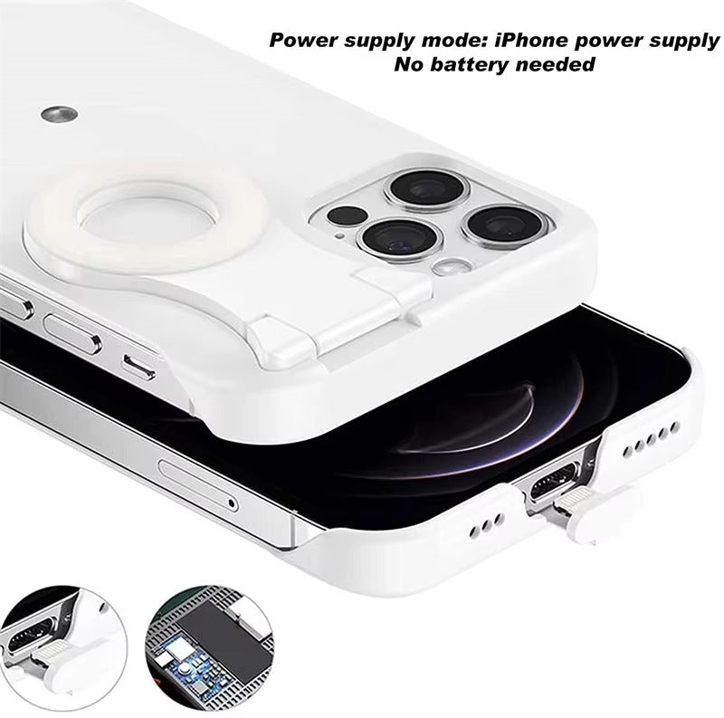 Luxury Apple iPhone Case, MagSafe Compatible, Camera Lens & Screen Protection, Ultra Thin, Shockproof, Magnetic Full All Around Cover – Built-in LED Selfie Ring Light Back Glow Case