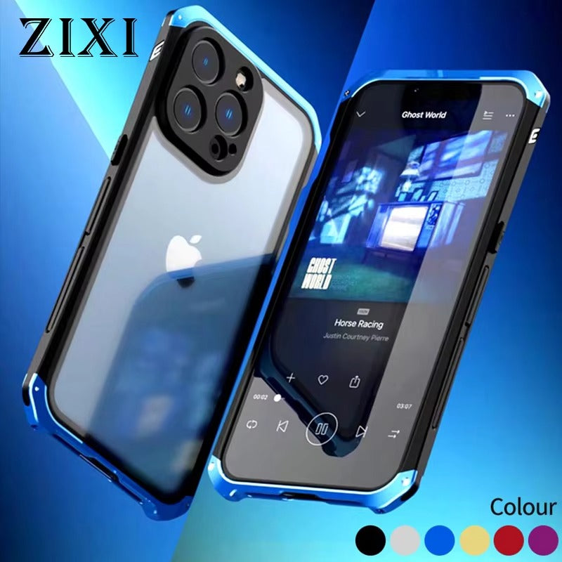 High Quality Apple iPhone Case MagSafe Compatible, Camera Lens & Screen Protection, Cover with Metal Frame Glass Back