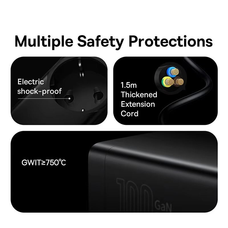 Premium, GaN3 Pro USB Charger Power Strip – Desktop Charging Station with Type-C, PD, QC 4.0, QC 3.0 Fast Charging