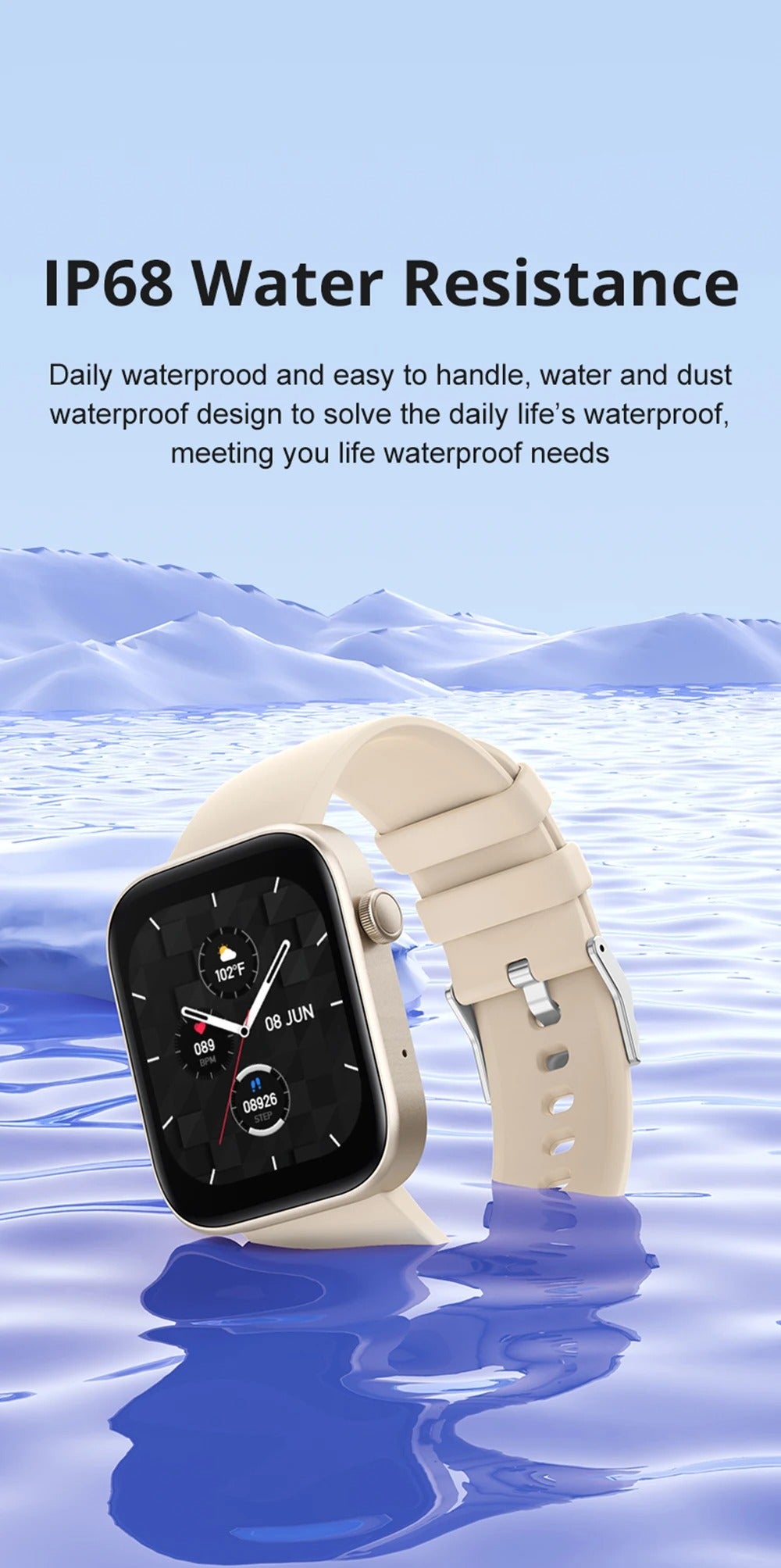 Premium Smartwatch with Bluetooth Calling, Health Monitoring Features, IP68 Waterproof Fitness Watch with Voice Assistant for iPhone Users
