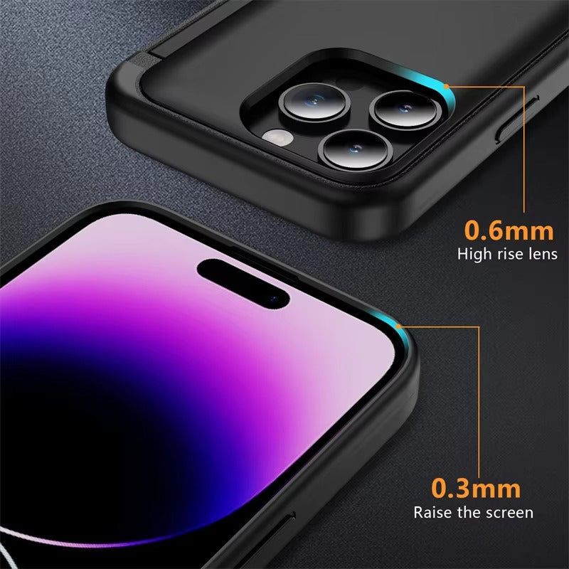 Robust Apple iPhone Case, MagSafe Compatible, Camera Lens and Screen Protection, Ultra Thin, Shockproof, Magnetic, Full All Around Protection, Flip Card Bracket Cover