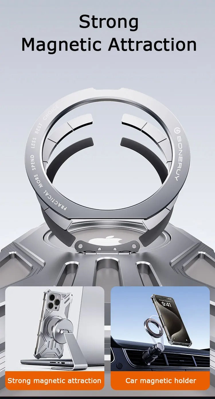 Luxury Apple iPhone Case, MagSafe Compatible, Camera Lens & Screen Protection, Ultra Thin, Shockproof, Magnetic Full All Around Cover – Magnetic Bracket Case with Fashion Aluminum Alloy Frame for Stylish Protection