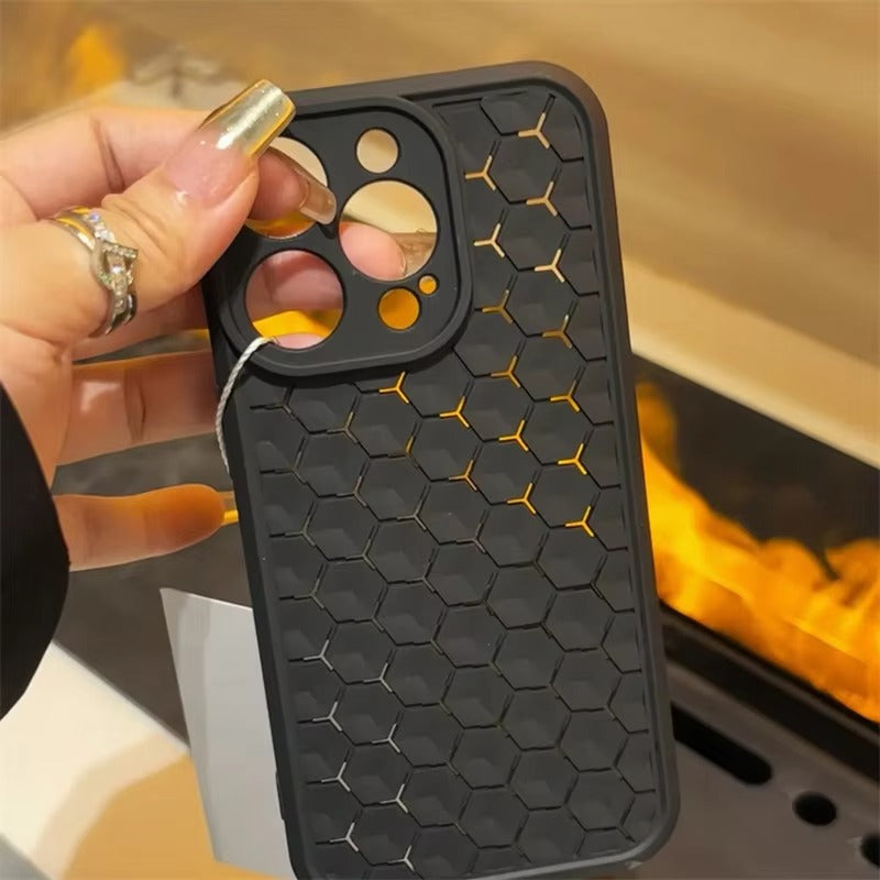 High Quality Apple iPhone Case, MagSafe Compatible, Camera Lens & Screen Protection, Ultra Thin, Shockproof, Magnetic Full All Around Cover – Mesh Honeycomb Silicone Case with Breathable Cooling & Heat Dissipation Design