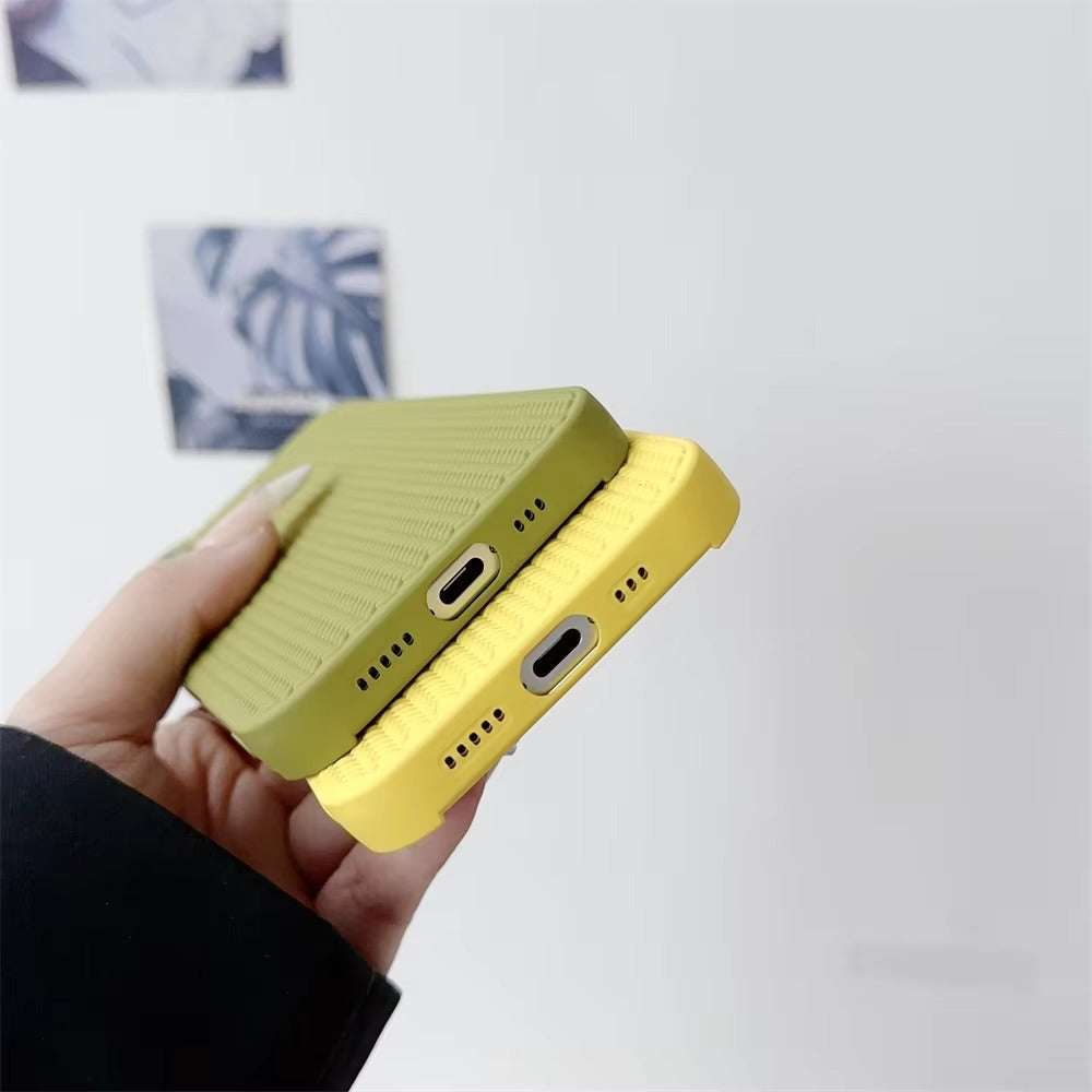 Luxury Apple iPhone Case, MagSafe Compatible, Camera Lens & Screen Protection, Ultra Thin, Shockproof, Magnetic Full All Around Cover – Woven Pattern Soft Silicone Case with Solid Color Stylish Design