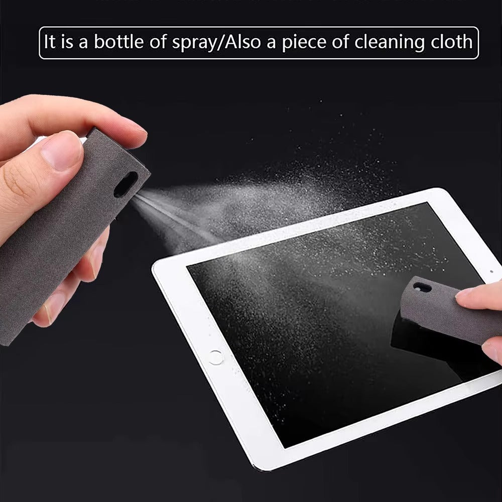 High Quality 2-in-1 Screen Cleaner Spray Reusable Cleaning Cloth for Cell Phones, iPads, Computers, Glasses, and Tablets