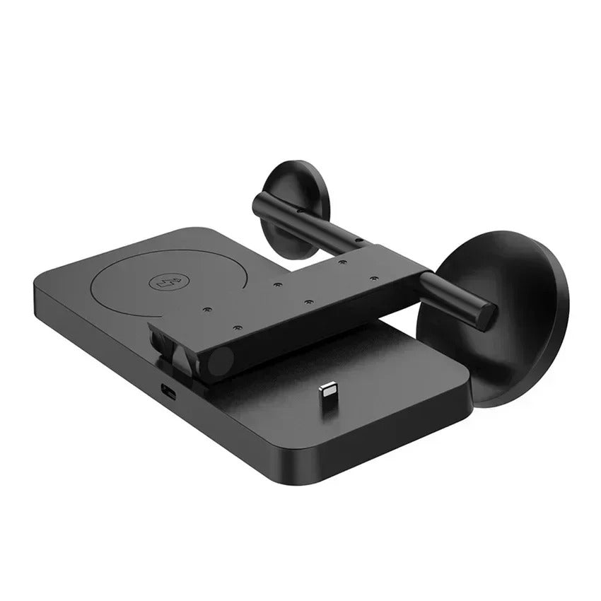 Premium 5 in 1 Magnetic Wireless Charging Station – Foldable Fast Charger Stand for Phones, Smartwatches, Earbuds with 30W Output & LED Night Light