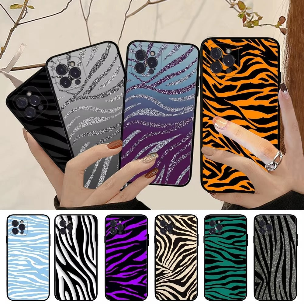 Luxury Zebra Print Apple iPhone Case, MagSafe Compatible, Ultra Thin Magnetic Shockproof Full Protection Cover with Screen Guard and Animal Pattern Style Shell