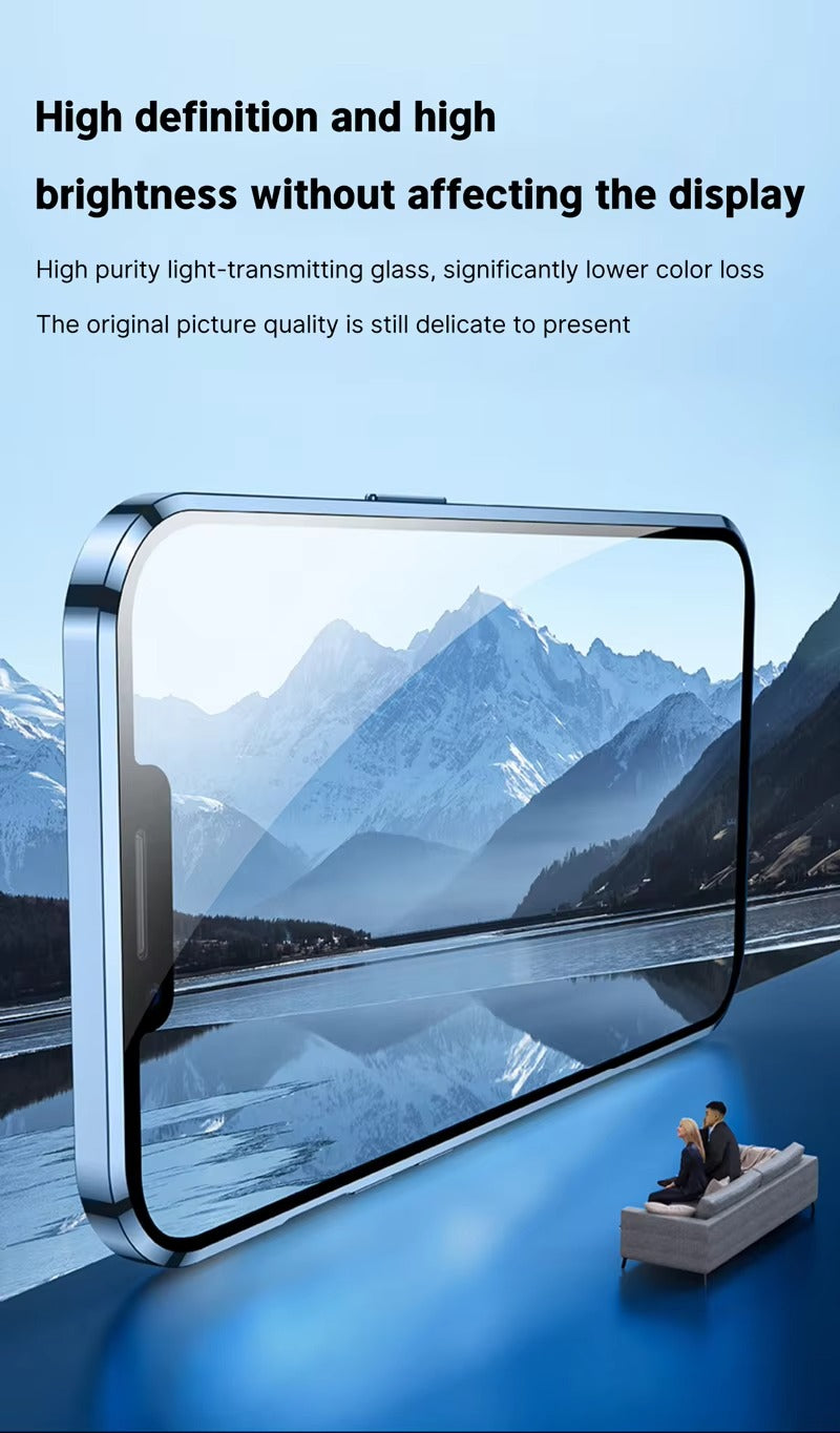 Premium Magnetic Glass Apple iPhone Case, MagSafe Compatible, Ultra Thin Shockproof Full Metal Frame Cover