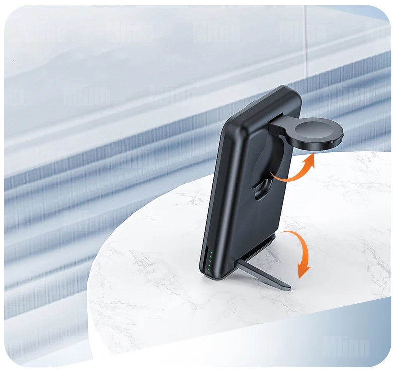 Premium 3-in-1 Magnetic Wireless Charging Station & Portable Power Bank – Fast Charger for iPhone, Apple Watch & AirPods with Detachable Design