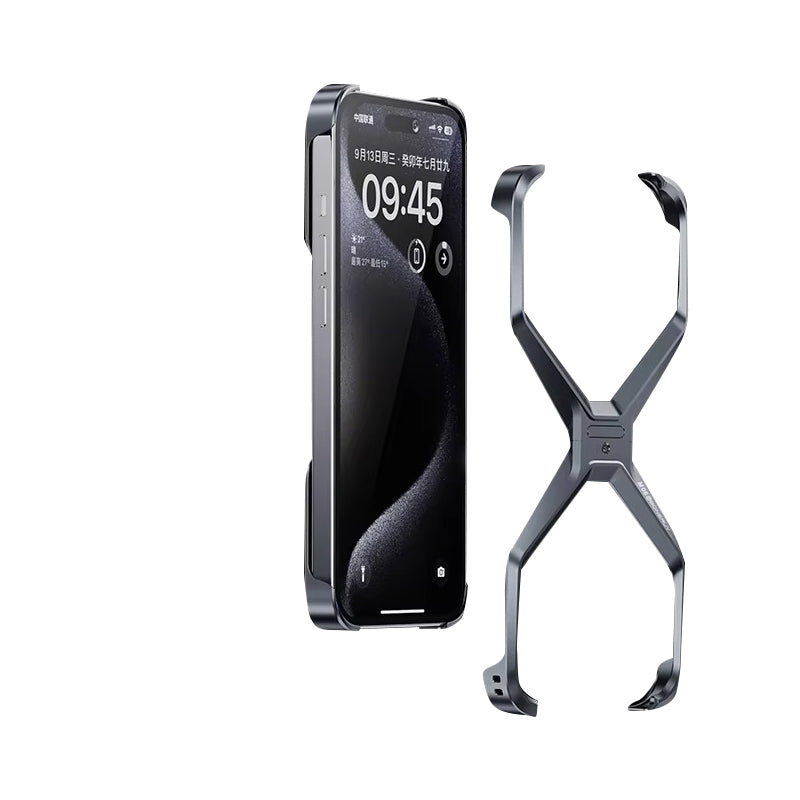 Luxury Apple iPhone Case, MagSafe Compatible, Camera Lens & Screen Protection, Ultra Thin, Shockproof, Magnetic Full All Around Cover – Rimless Aluminum X-Frame Case with Heat Dissipation & Removable Armor Design