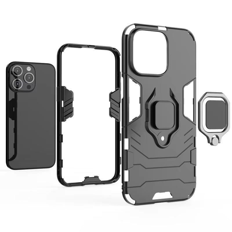 Robust Apple iPhone Case, MagSafe Compatible, Camera Lens and Screen Protection, Ultra Thin, Shockproof, Magnetic, Full All Around Protection, Armor Ring Stand Cover