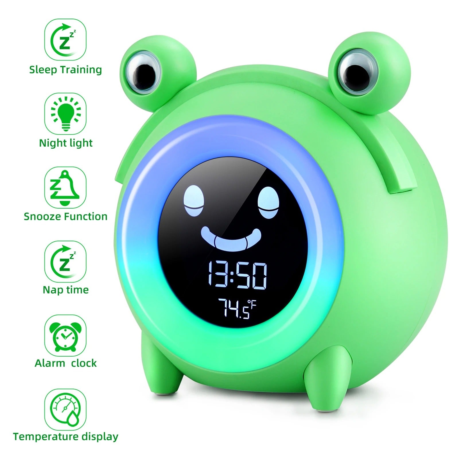 Premium Kids Sleep Training Alarm Clock – Cute Animal Digital Wake Up Night Light with Snooze, Color Changing, Music, Temperature Display