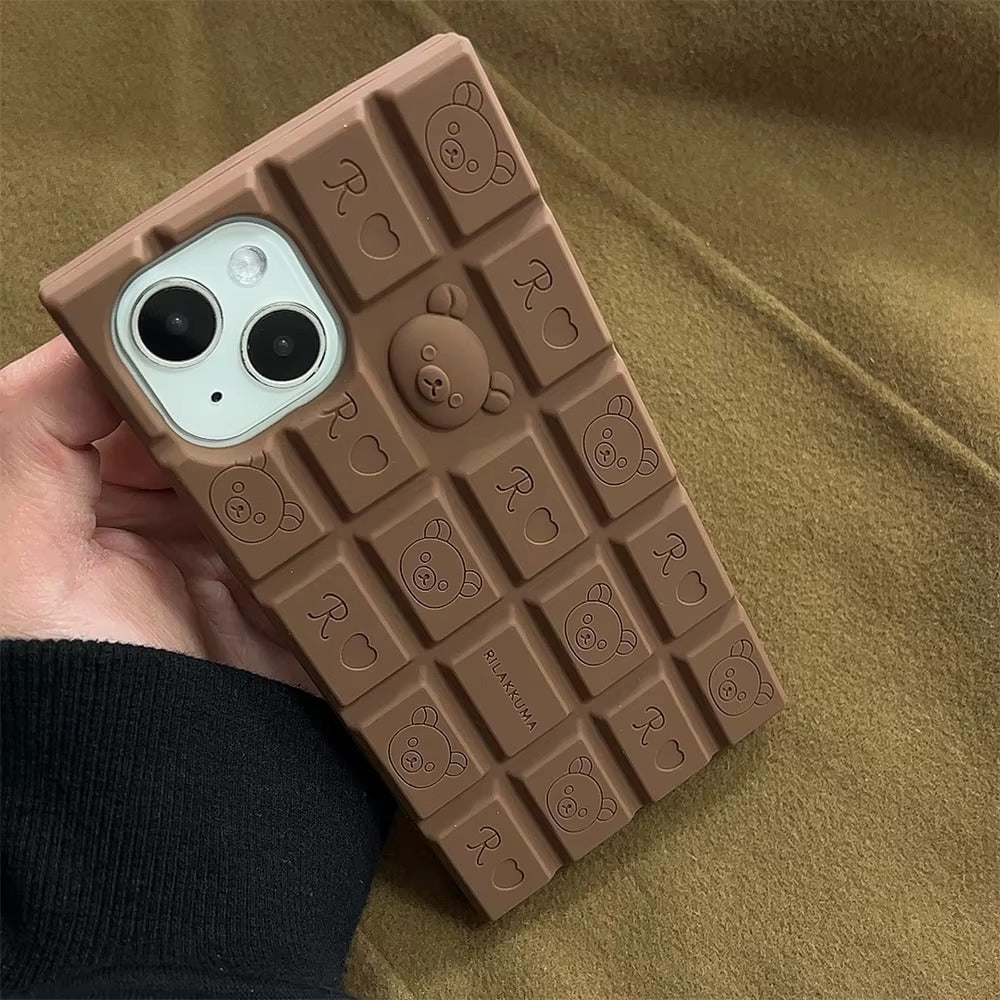 Premium Apple iPhone Case, MagSafe Compatible, Camera Lens and Screen Protection, Ultra Thin, Shockproof, Magnetic, Full All Around Protection, 3D Bear Chocolate Cover